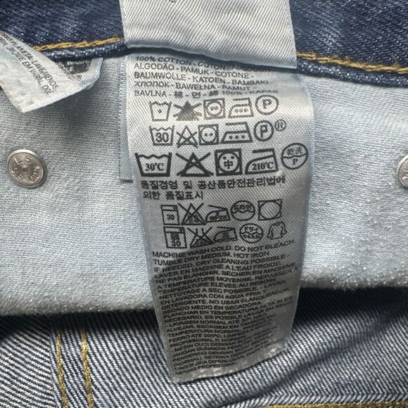 Levis 505 Regular Fit Straight Leg Jeans Mens 38x32 Blue Rigid Denim Classic - Picture 8 of 9